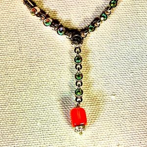 Brighton Rigoletto Pink Quartz Lariat “Y” Necklace with AB Crystal Rhinestones